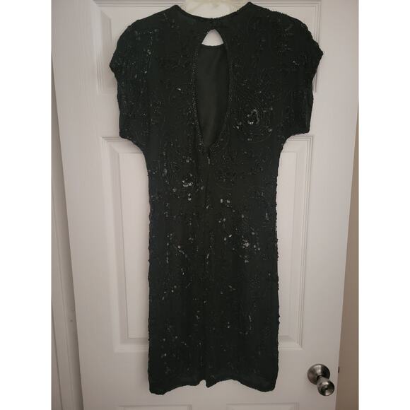Lawrence Kazar New York Black Cocktail Dress  Pure Silk Size S Sequences Vintage - Picture 10 of 10
